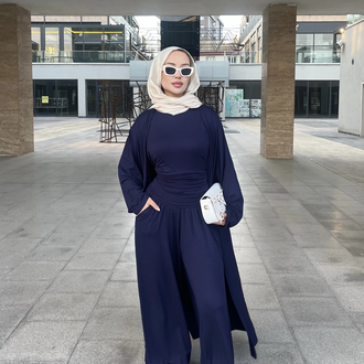 Üçlü Abaya Takım Lacivert ( ön sipariş )