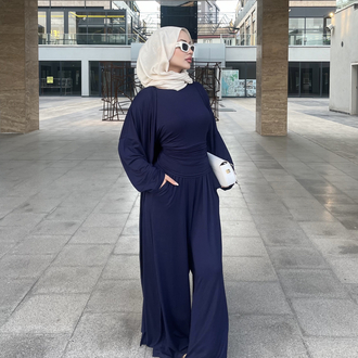 Üçlü Abaya Takım Lacivert ( ön sipariş )