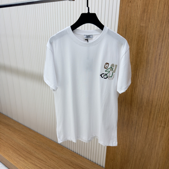 Hermes Logo İşlemeli Beyaz Tshirt
