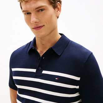 Lacivert Merserize Örme Triko Polo Yaka T-Shirt