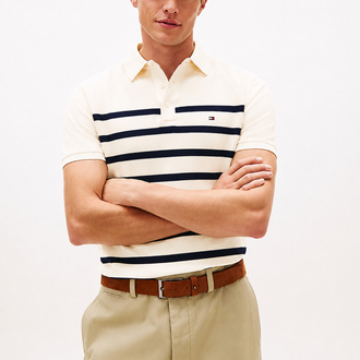 Beyaz Merserize Örme Triko Polo Yaka T-Shirt