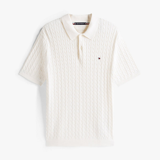 Beyaz Merserize Örme Triko Polo Yaka T-Shirt