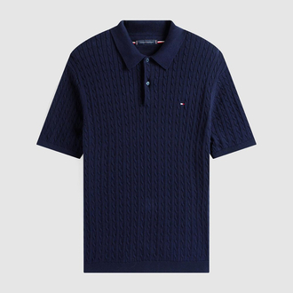 Lacivert Merserize Örme Triko Polo Yaka T-Shirt