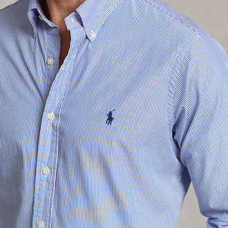 Mavi Çizgili Slim Fit %100 Cotton Gömlek