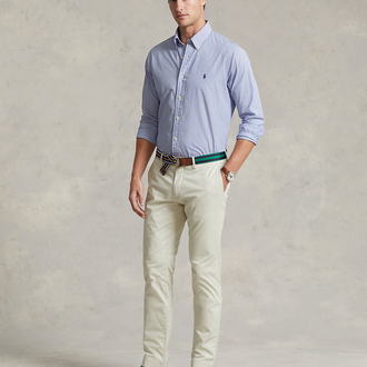 Mavi Çizgili Slim Fit %100 Cotton Gömlek