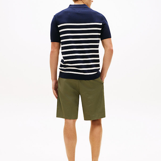 Lacivert Merserize Örme Triko Polo Yaka T-Shirt