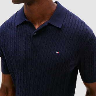 Lacivert Merserize Örme Triko Polo Yaka T-Shirt