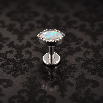 Titanyum Silver Opal Flatback
