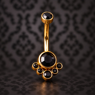 Titanyum Gold Siyah Taşlı Belly