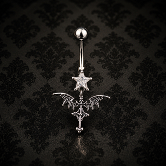 Silver Cerrahi Çelik Yarasa Belly Piercing