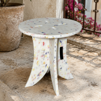 Geri Dönüşüm Plastik İç İçe Geçmeli 3'lü Sehpa Takımı - Terrazzo Desen - LARGE