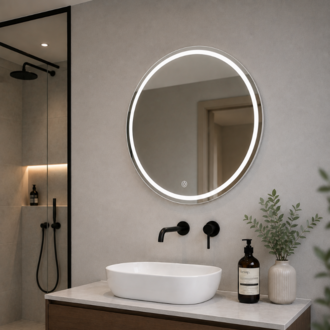 Beyaz PVC Çerçeveli Modern LED Dokunmatik Ayna