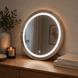 Bronz PVC Çerçeveli Modern LED Dokunmatik Ayna