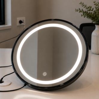 Siyah PVC Çerçeveli Modern LED Dokunmatik Ayna