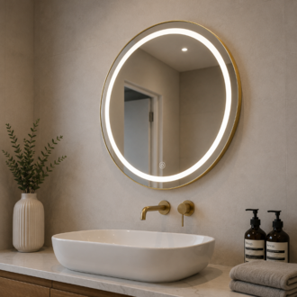 Gold PVC Çerçeveli Modern LED Dokunmatik Ayna