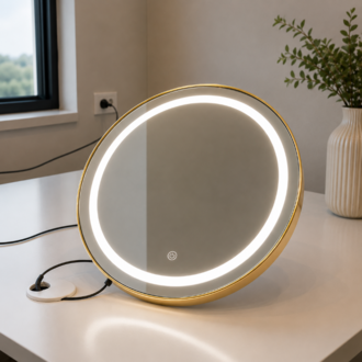 Gold PVC Çerçeveli Modern LED Dokunmatik Ayna