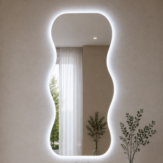 Çerçevesiz LED Dalga Desenli Dokunmatik Ayna