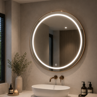 Bronz PVC Çerçeveli Modern LED Dokunmatik Ayna
