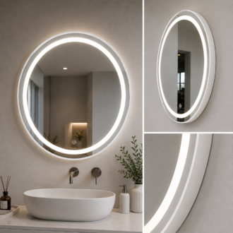 Beyaz PVC Çerçeveli Modern LED Dokunmatik Ayna