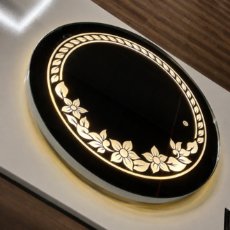 Kumlama Desenli PVC Çerçeveli LED Dokunmatik Ayna