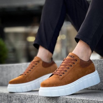 RLX099 Erkek Bağcıklı Yüksek Taban Süet Sneaker Ayakkabı Taba