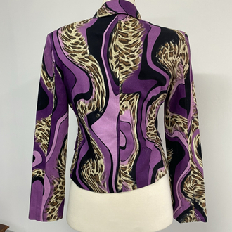 Pole & Pole - Leopar Desenli Tek Düğmeli Blazer Ceket