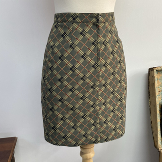 Ekose Desenli Vintage Etek