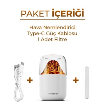 300 Ml Ulrasonik Led Işıklı Yanardağ Hava Nemlendirici Buhar Makinesi Ve Aroma Difüzörü