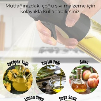 Sprey Yağdanlık Cam Şişe - Airfry Püskürtmeli Sprey Cam Şişe Yağdanlık