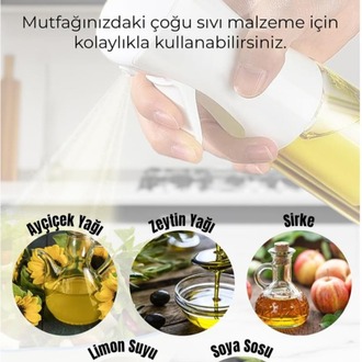 Sprey Yağdanlık Cam Şişe - Airfry Püskürtmeli Sprey Cam Şişe Yağdanlık