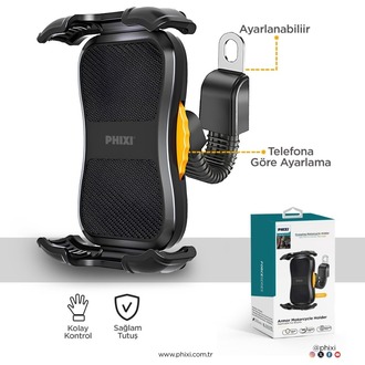 Phixi Force MT10 Dikiz Ayna Baglantili Otomatik Motosiklet ve Bisiklet Telefon Tutucu
