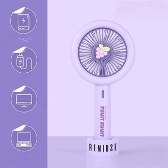 Meyve Desenli Şarjlı Mini El Fanı Vantilatör | Sessiz, Taşınabilir El Fanı | Masaüstü