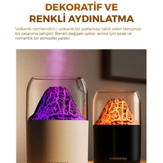 300 Ml Ulrasonik Led Işıklı Yanardağ Hava Nemlendirici Buhar Makinesi Ve Aroma Difüzörü