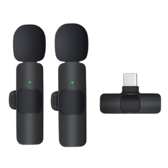 Kablosuz Yaka Mikrofonu 2'li Mini Wireles Type-C Mikrofon | Youtube, Tiktok, Canlı Yayın için