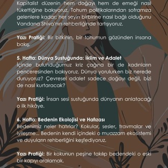 Semrin Şahin ile Kadın, Doğa, Beden: Ekofeminist Anlatılar ve Yazma Atölyesi