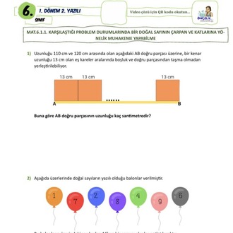 6.Sınıf 1.Dönem 2. Yazılı Sınavları 100 Garantili(Sosyal-Fen-Türkçe-Matematik)