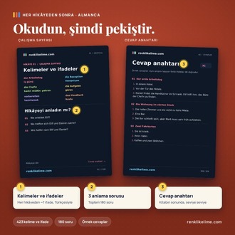 Hikayelerle Almanca | 60 Renkli Hikaye A1–B2 | Türkçe Çevirili PDF