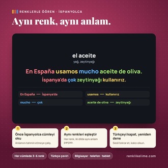 İspanyolca A1–A2 Renkli Kelime PDF Seti | 1.730 Kelime