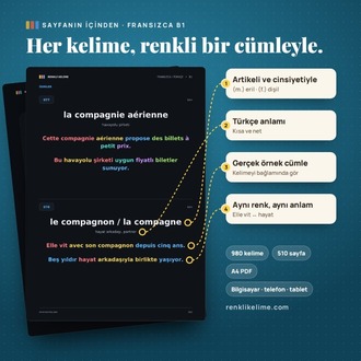 Fransızca B1–B2 Renkli Kelime PDF Seti | 1.920 Kelim