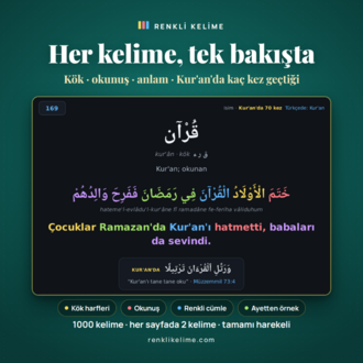 Kur'an'da En Çok Geçen 1000 Arapça Kelime · Renkli PDF
