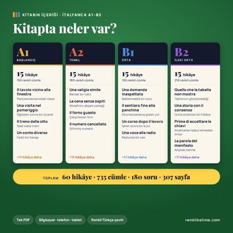 Hikayelerle İtalyanca | 60 Renkli Hikaye A1–B2 | Türkçe Çevirili PDF