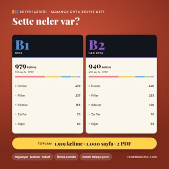 Almanca B1–B2 Renkli Kelime PDF Seti | 1.919 Kelime