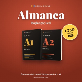 Almanca A1–A2 Renkli Kelime PDF Seti | 1.730 Kelime