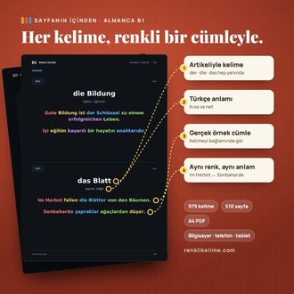 Almanca B1–B2 Renkli Kelime PDF Seti | 1.919 Kelime