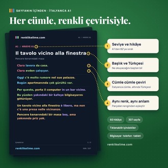 Hikayelerle İtalyanca | 60 Renkli Hikaye A1–B2 | Türkçe Çevirili PDF
