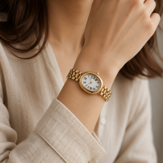 Gold Oval Vintage Kadın Saat
