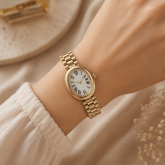 Gold Oval Vintage Kadın Saat