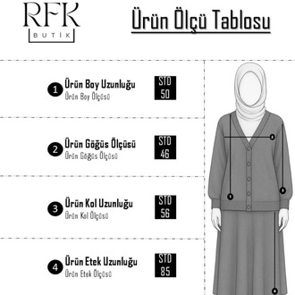 Düğme Detaylı Çizgili Tesettür Triko Hırka Etekli Takım - Kahverengi