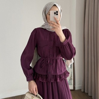 Dantel Detaylı Paris Etekli Takım - Mürdüm