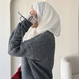 Dantel Detaylı V Yaka Triko Hırka - Gri
